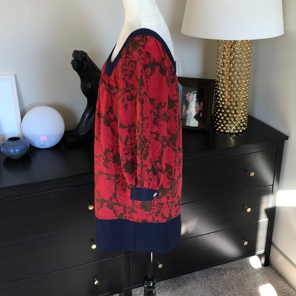 Like New - Boho Silk Mini Shift Dress Colorblock - Picture 2 of 8